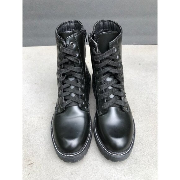 Sugar Womens Kaedy Faux Leather Combat & Lace-up Boots Black Size 8M - Picture 3 of 8